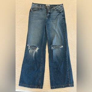 Sneak Peak Vintage Classic Blue Flare Jeans with Distressed Details